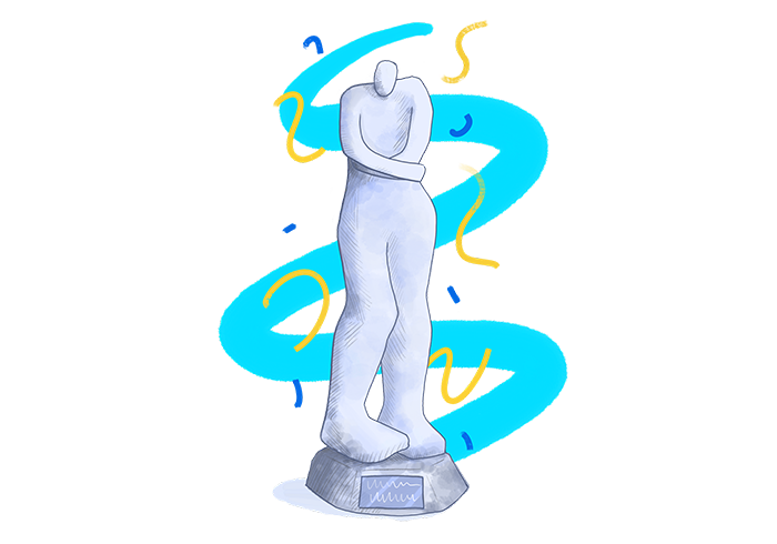 Drawing of Skrekkur's trophy.