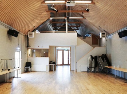 The hall in Hlaðan at Gufunesbær.