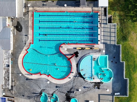 Vesturbær swimming pool aerial view