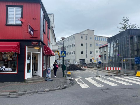 Framkvæmdasvæði við Tryggvagötu.