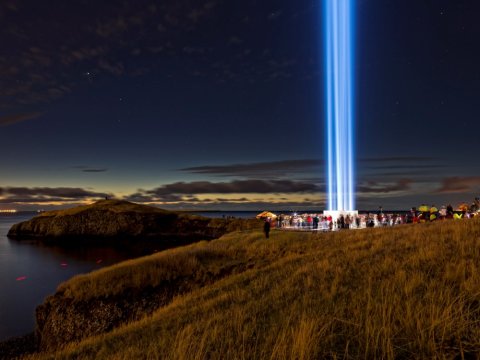 Lighting of the Imagine Peace Tower in Viðey