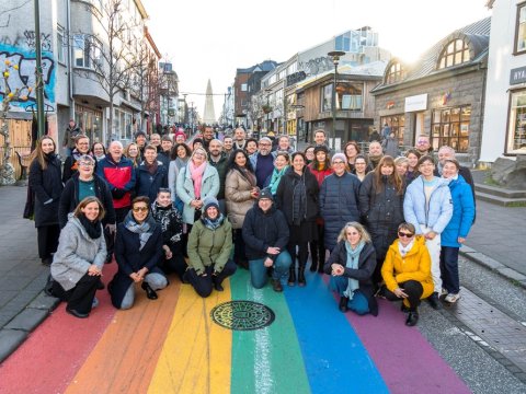 Hópurinn sem sótti aðalfund Regnbogaborga í Reykjavík