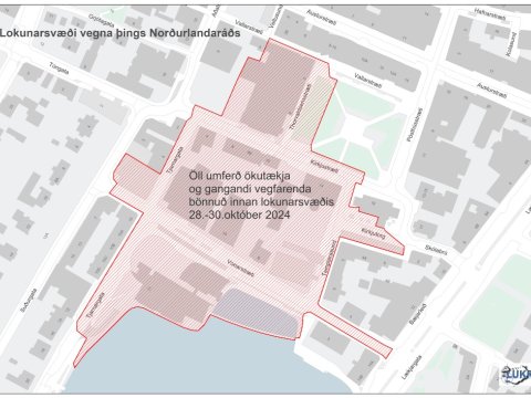 Kort yfir lokanir í miðborginni vegna þings Norðurlandaráðs dagana 28. - 30. október 2024