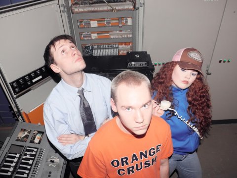 Members of the band Inspector Spacetime: Egill, Elías and Vaka.