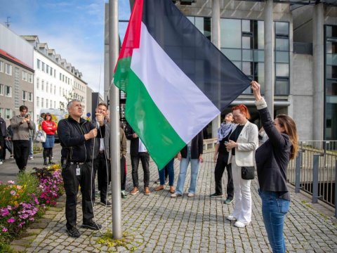 Palestinian flag flown at Reykjavík City Hall