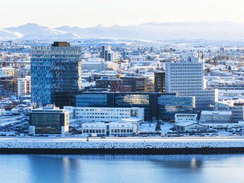 View over Sæbraut and Borgartún.