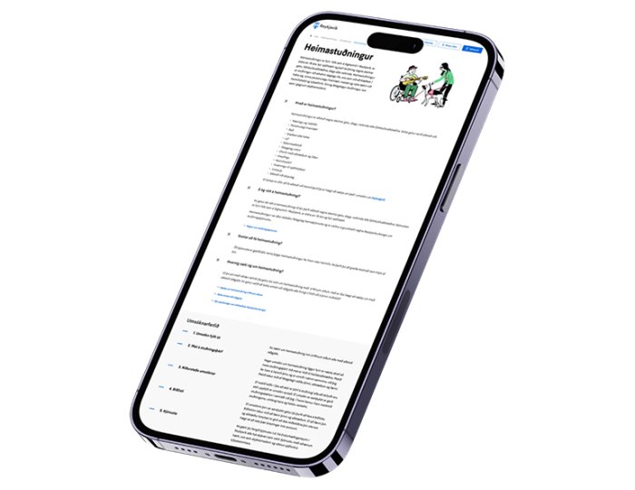 An image of a smartphone displaying a home support webpage.