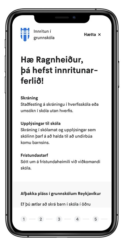 Screenshot from the primary school enrollment process.
