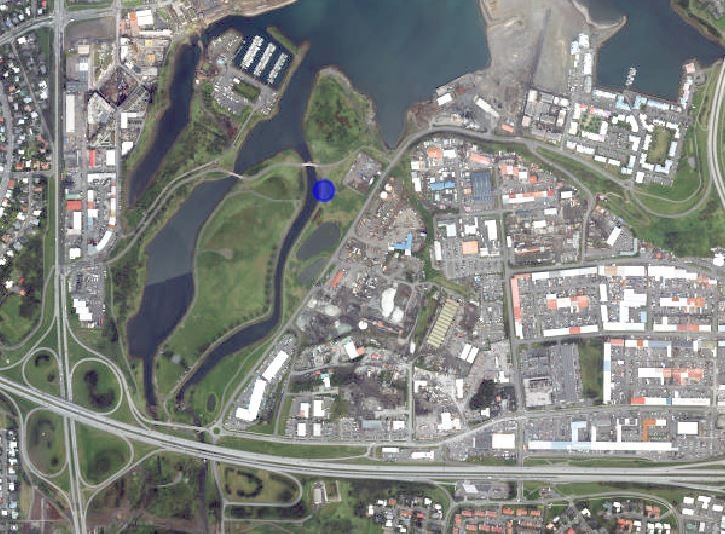 Kort með staðsetningu hjólateljara á stíg við Sævarhöfða.