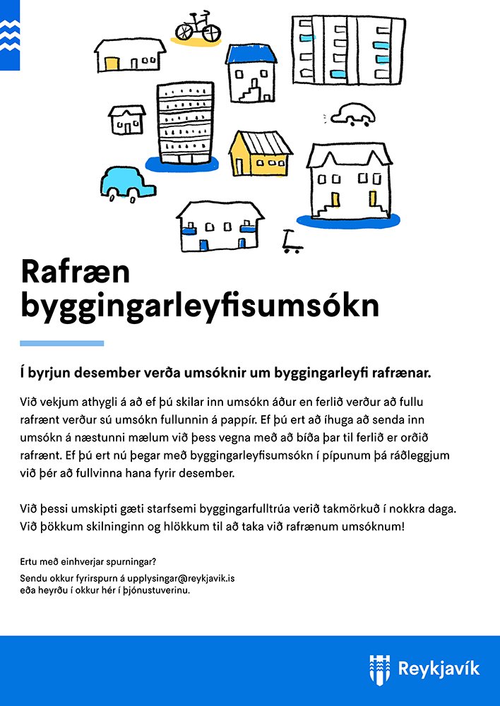 Plakat um rafrænar byggingaleyfisumsóknir.