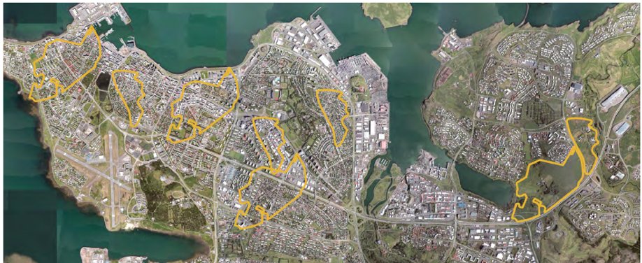 Kort af Reykjavík.