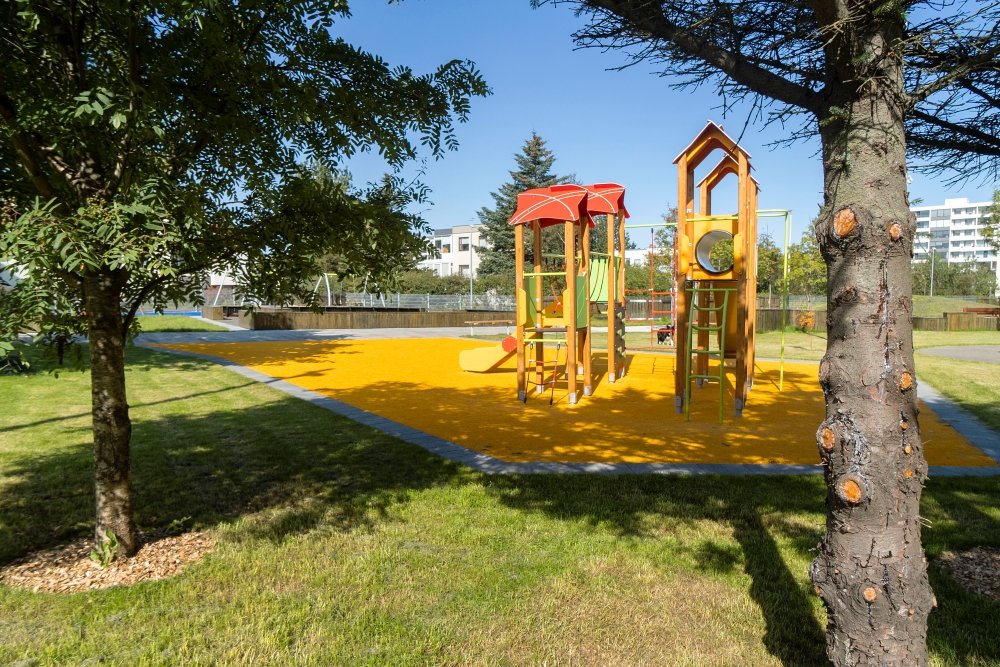 Playground equipment on the Brákarborg grounds.