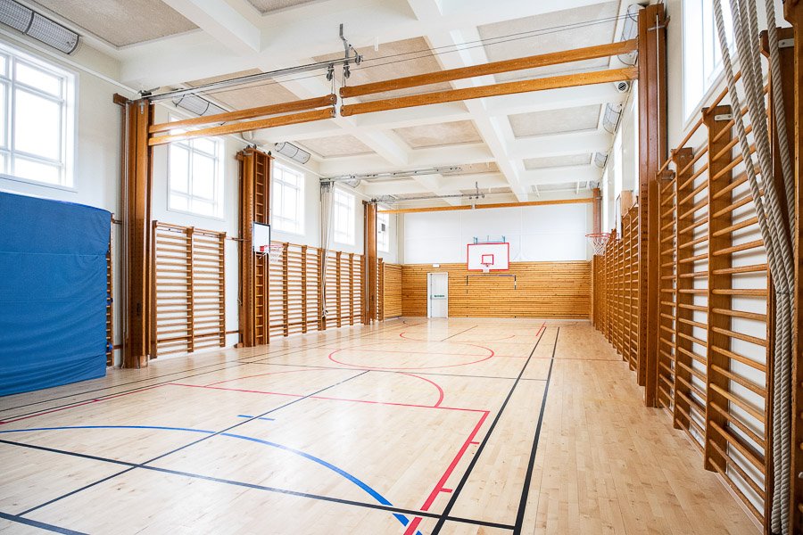 Gymnasium, indoor court at Laugarsel after-school program.