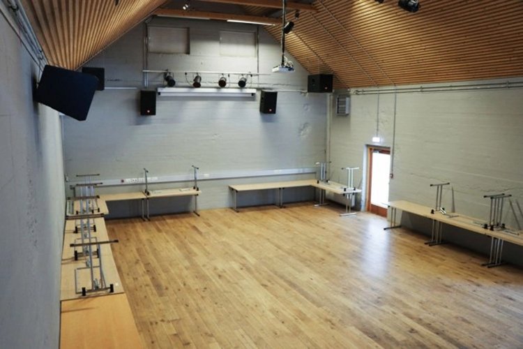 The hall in Hlaðan at Gufunesbær.