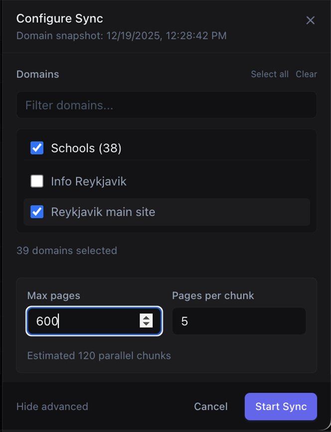 Skjáskot úr kerfi fyrir sjálfvirka þýðingu.