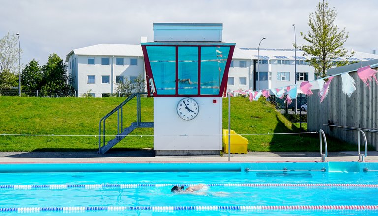 25-meter pool and watchtower in Vesturbæjarlaug Pool