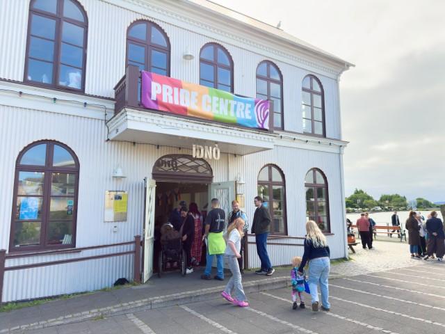 Chalking the pavement in celebration of Reykjavík Pride