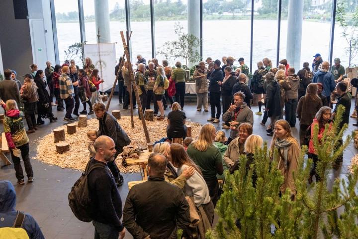 Crowds fill Tjarnarsalur to explore the enchanted forest of the Reykjavík Forestry Association, this year's Culture Night guest of honor. Photograph: Karítas Guðjónsdóttir