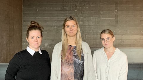 Svanhildur Jónsdóttir fyrir miðju ásamt þeim Þorbjörg Þórhildi Snorradóttur og Kristínu Sigurðardóttur, hjúkrunarfræðingum og verkefnastjórum í Velferðartæknismiðjunni. 