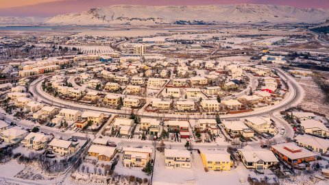 Reykjavík séð úr lofti um vetur