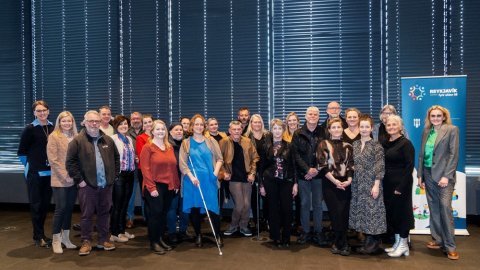 Þau sem hlutu styrk komu saman í Tjarnarsal í dag.