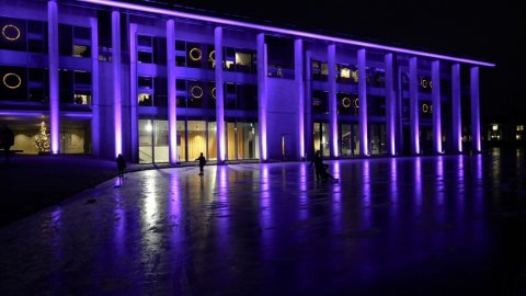 Ráðhús Reykjavíkur upplýst með fjólubláu ljósi í tilefni alþjóðadags fatlaðs fólks