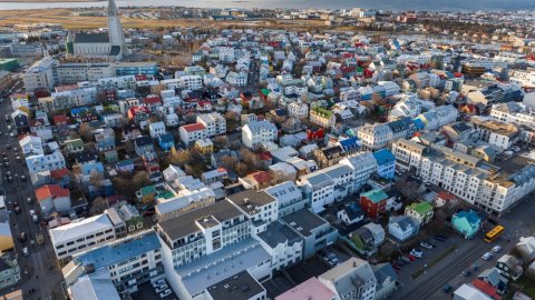 Reykjavík loftmynd, Hallgrímskirkja o.fl.