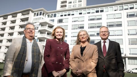 Gunnar Svavarsson framkvæmdastjóri NLSH, Heiða Björg Hilmisdóttir borgarstjóri, Alma D. Möller heilbrigðisráðherra og Runólfur Pálsson forstjóri Landspítala